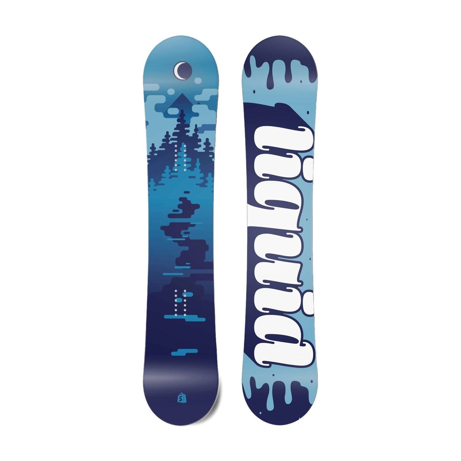 Operation Overlord Saleor Snowboard with blue forest and moon graphic.