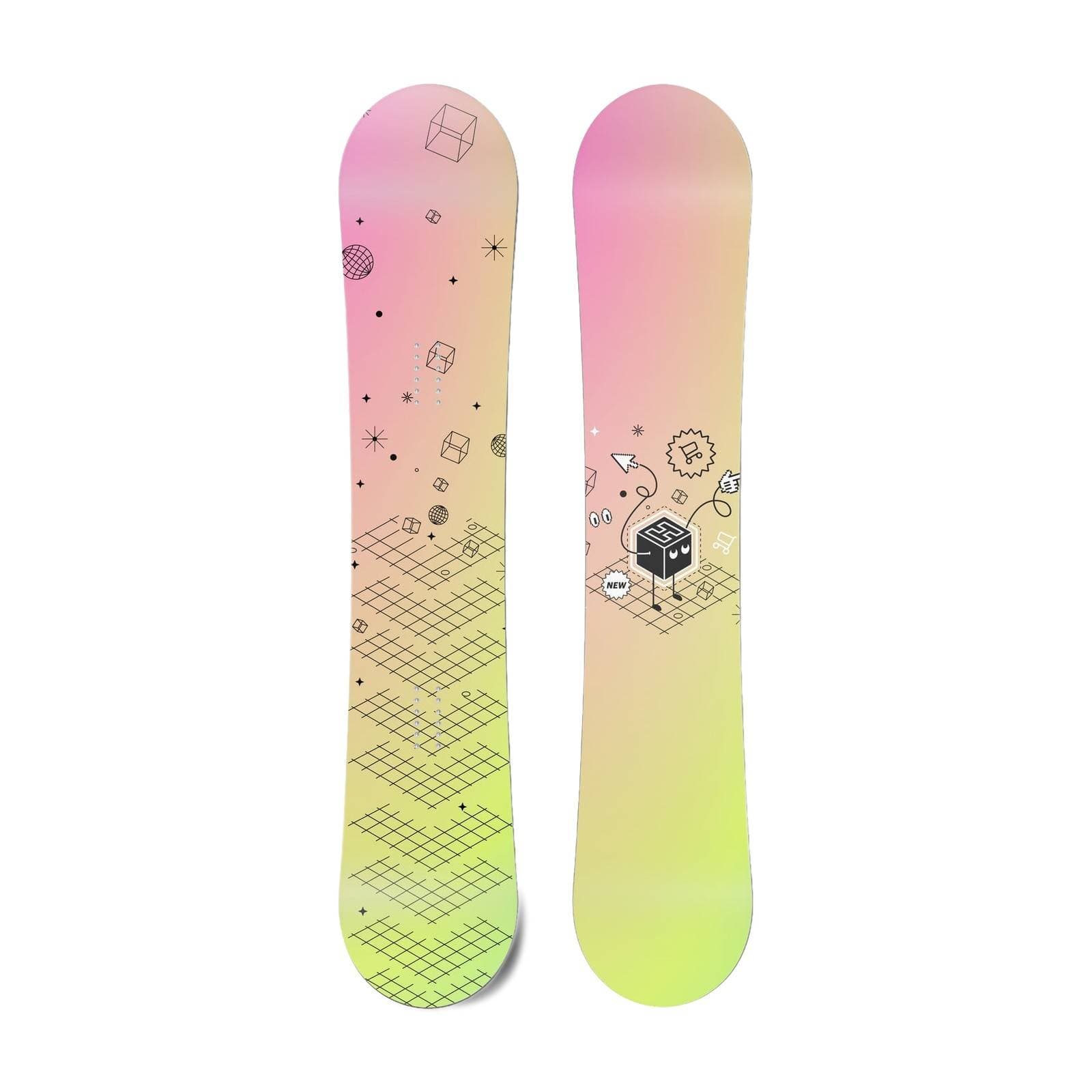 Operation Overlord Shopify Snowboard with gradient pink-to-yellow graphic and geometric pattern.